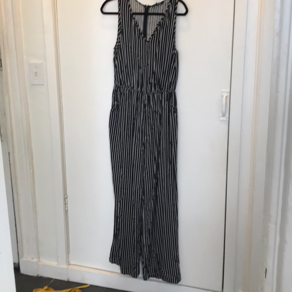 Black and white stripe jumpsuit